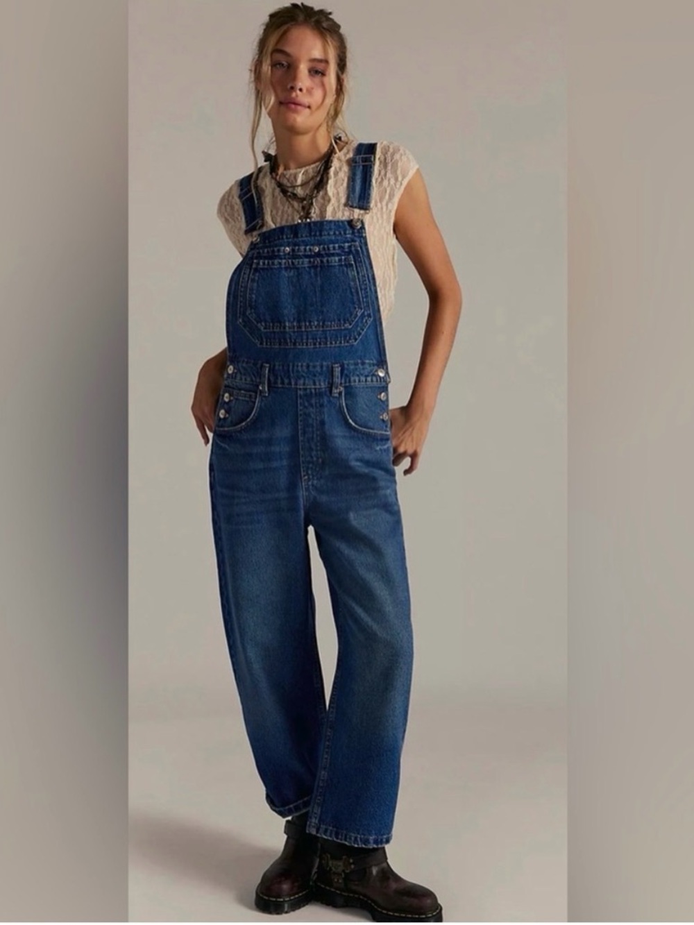 Free People We The Free Deep Trance Denim Overalls in Reverie NWT 🌹